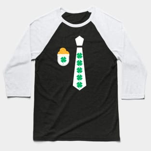 St Patricks Day Tie shamrock tuxedo Suit pocket with St patricks day gold coins Baseball T-Shirt